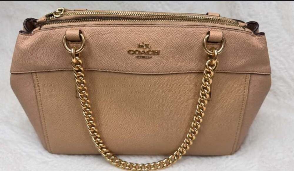 Coach Brooke Carryall Beige Leather Satchel Handbag